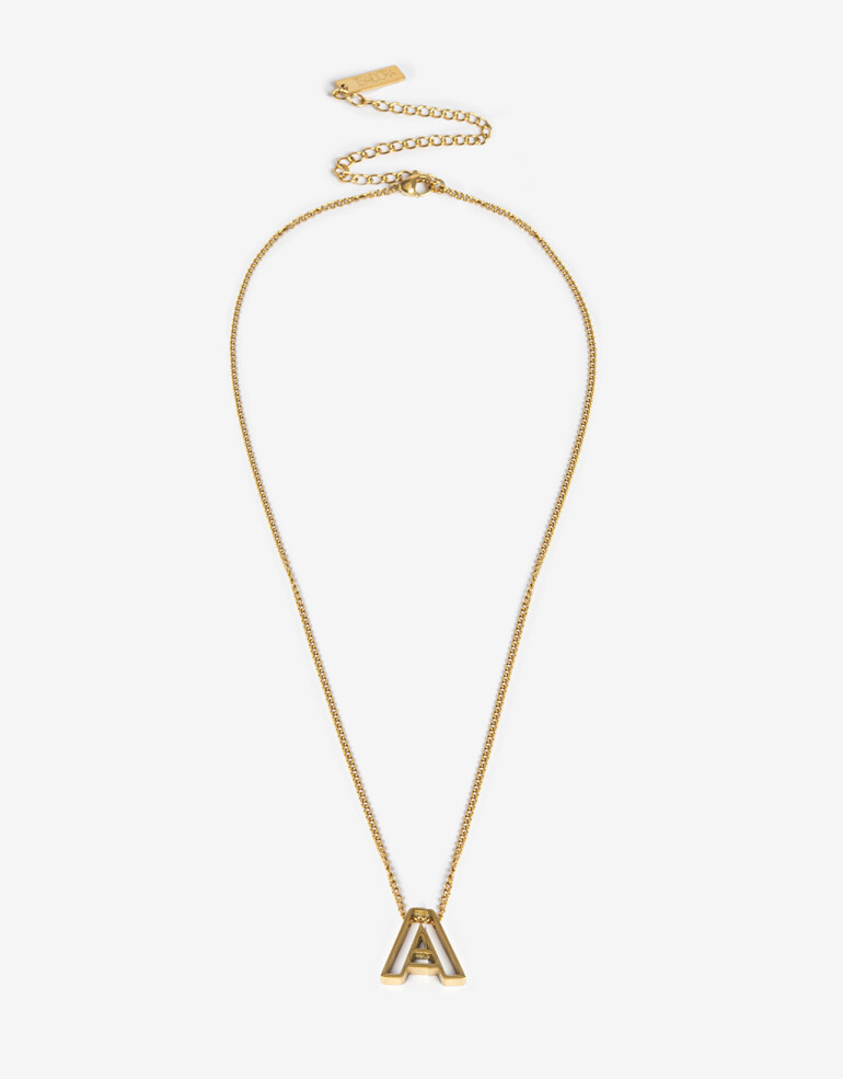 Cadena Corta con Dije Metal Collar Acero Inicial A - Dorado
