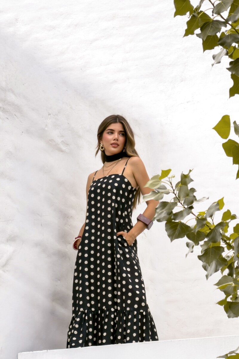 VESTIDO JIMENA MAXI NOIR POLKA DOTS VESTIDO JIMENA MAXI NOIR POLKA DOTS