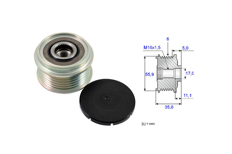 Polea Alternador Marcha Libre Volks Amarok 4X2 - 4X4 17-25 Polea Alternador Marcha Libre Volks Amarok 4X2 - 4X4 17-25