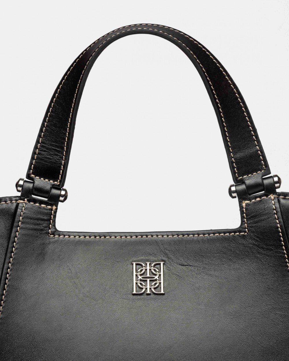 Cartera de mano Tess en cuero vaquita Negro