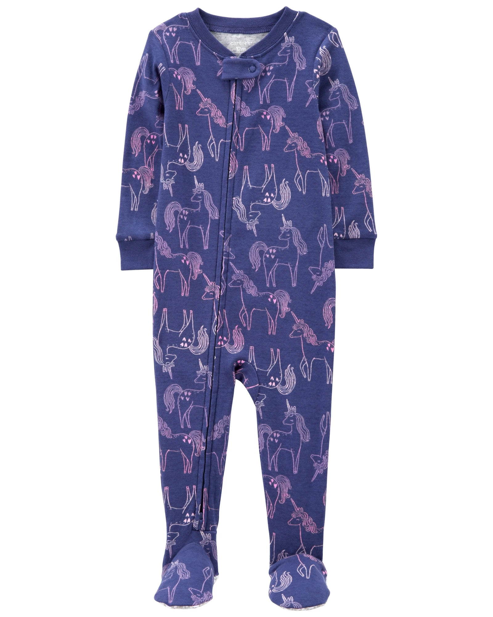 Pijama una pieza de algodón, con pie, diseño unicornios. Talles 12-24M Pijama una pieza de algodón, con pie, diseño unicornios. Talles 12-24M