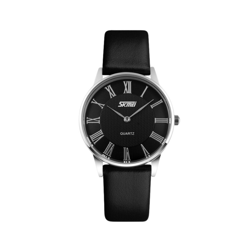 Reloj Skmei 9092BKBK-S analógico en acero plateado con correa negra (caja delicada 31 mm) Negro
