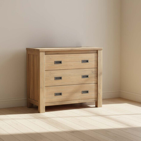 CÓMODA 3 CAJONES MADERA NATURAL-BEIGE MANHATTAN