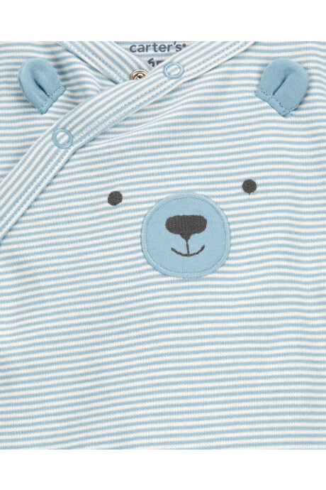 Pijama uno pieza de algodón, con pie, diseño osito Sin color