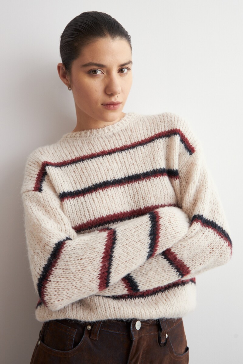 Sweater rayado crudo