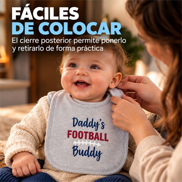 Set Baberos Para Bebé X3 Algodón Frases Surtidas Velcro Bordó 1