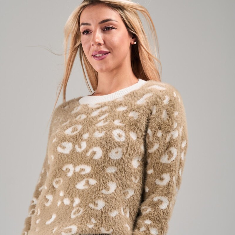 Buzo Animal Print Slowly Beige Off