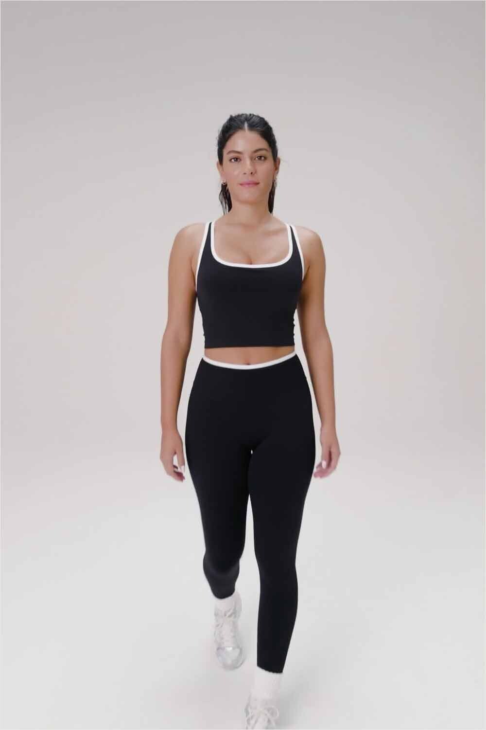 Top Seamless Built-In Bra Mujer Black/Classic White