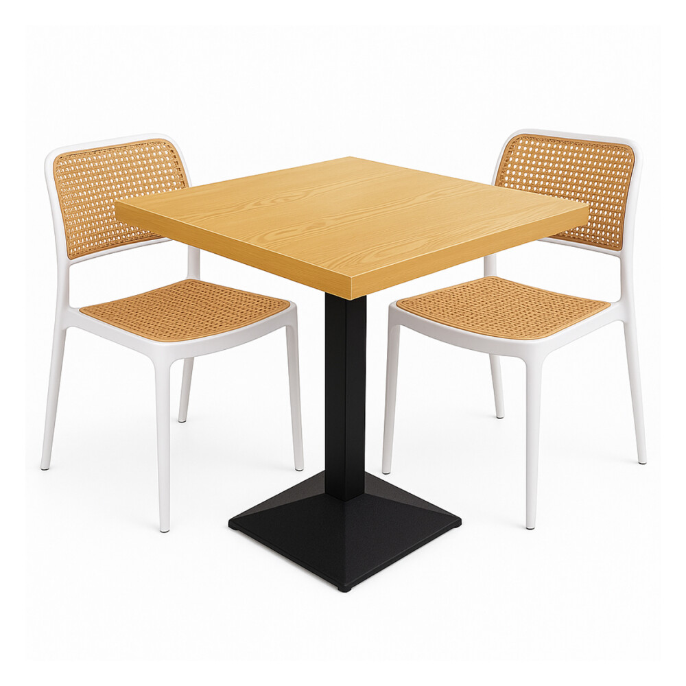 Juego Mesa Cuadrada + 2 Sillas Marrón claro