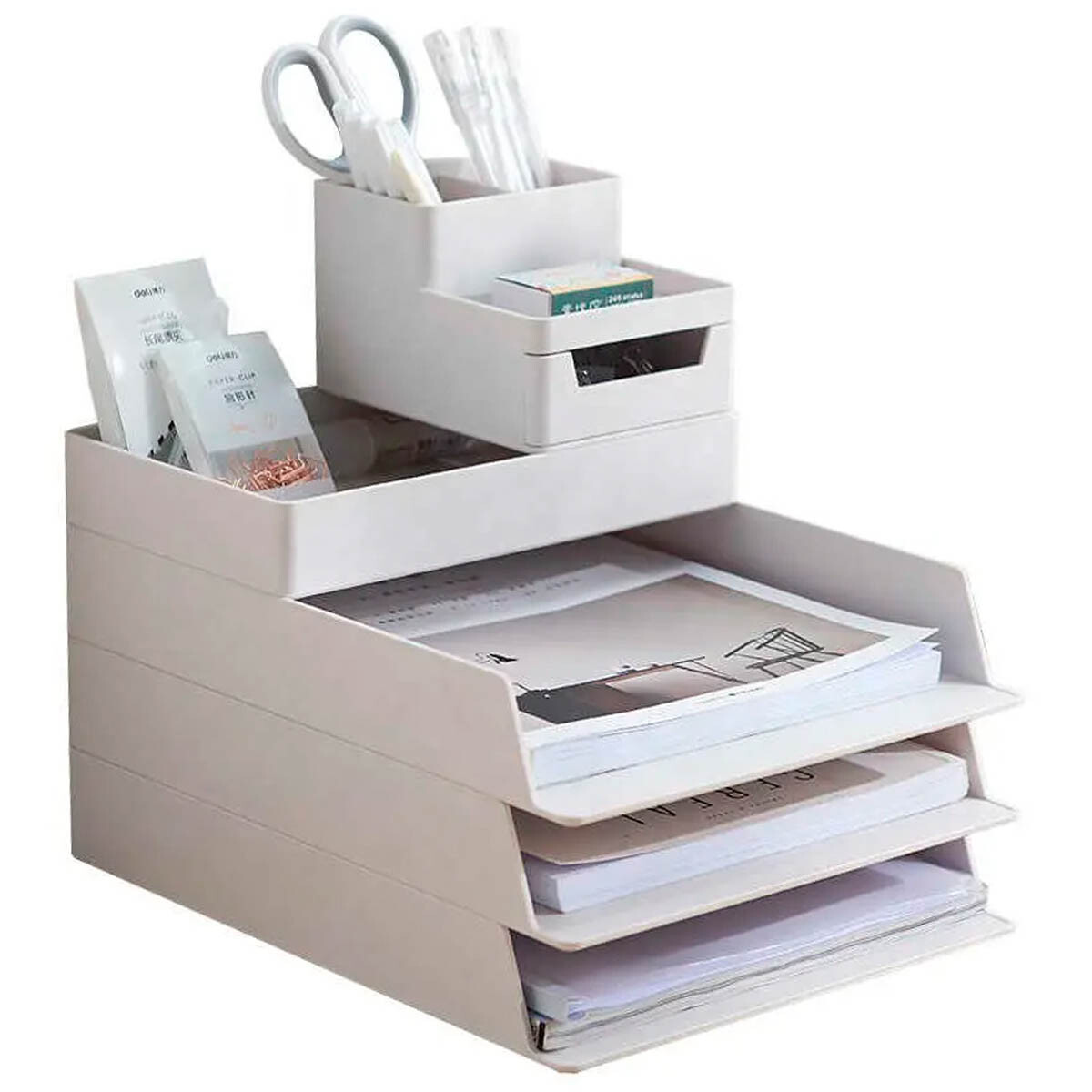 Set Completo Bandeja Organizador Escritorio Pvc 