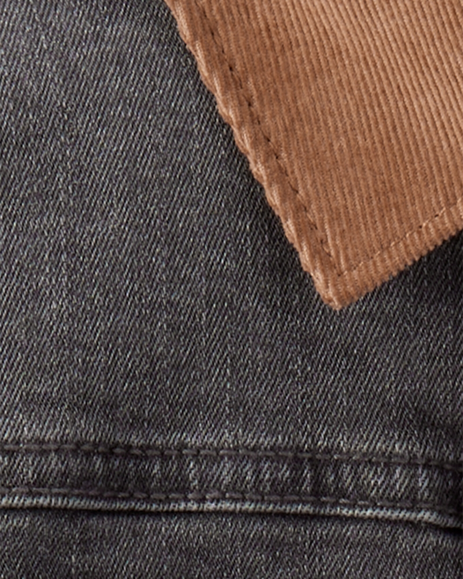 Campera jean negra con cuello de pana Sin color