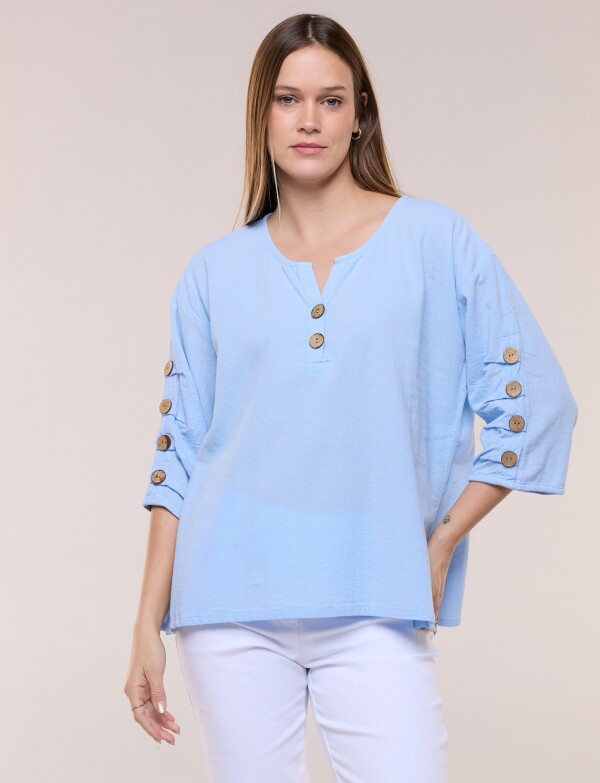 Blusa Algodón Botones CELESTE