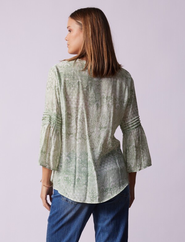 Blusa Gasa Flores VERDE