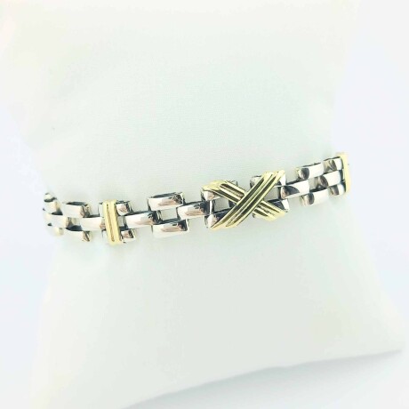 Pulsera de plata 925 y double en oro 18 ktes. Modelo, PANTER. Pulsera de plata 925 y double en oro 18 ktes. Modelo, PANTER.