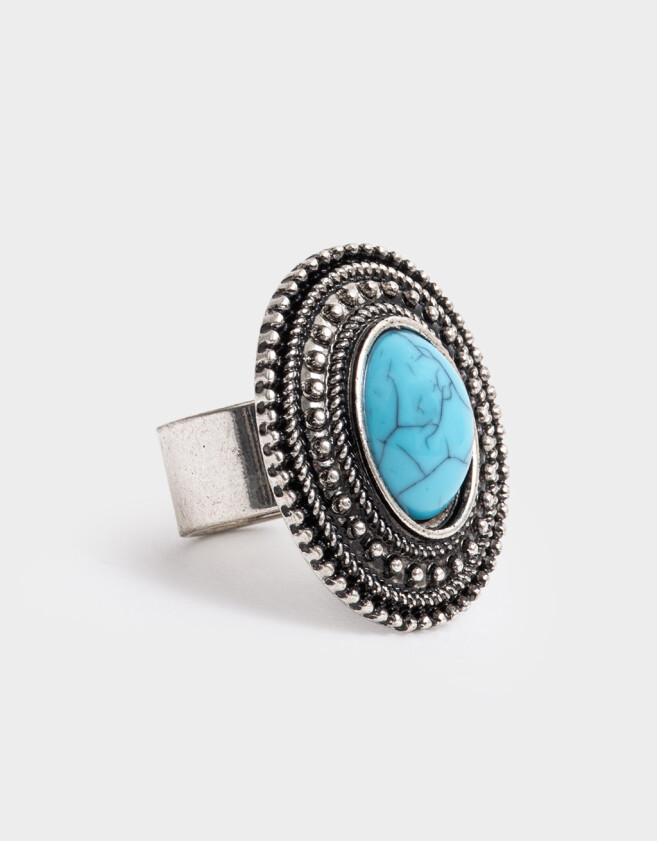 Anillos Medianos y Grandes Piedra Anillo Mediano Con Piedra - Plateado