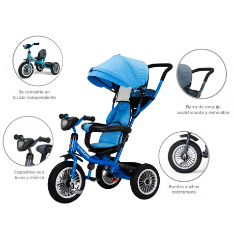 Triciclo 3 en 1 con techo Bebesit giratorio 360Â° Turquesa