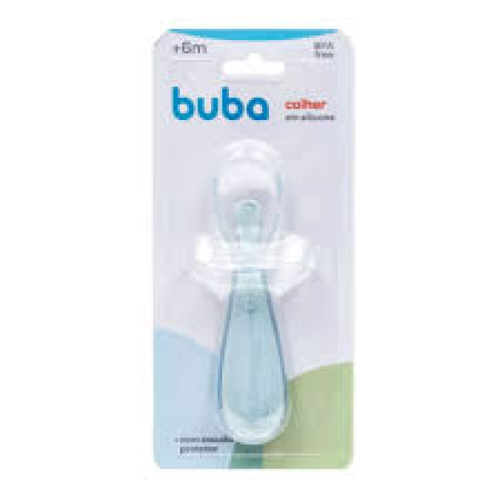 Cuchara silicona con TOPE buba celeste