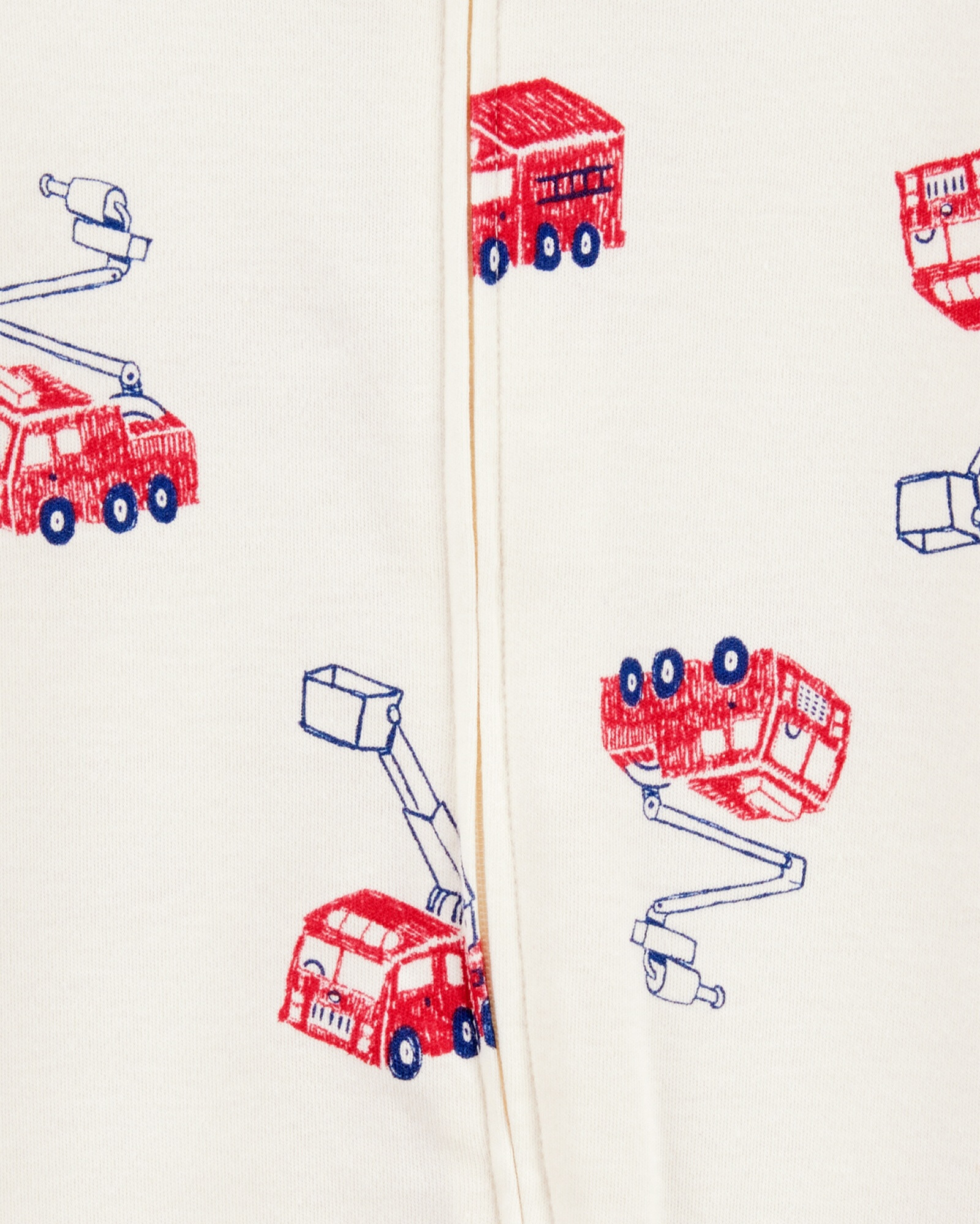 Pijama una pieza de algodón, con pie, diseño bomberos Pijama una pieza de algodón, con pie, diseño bomberos