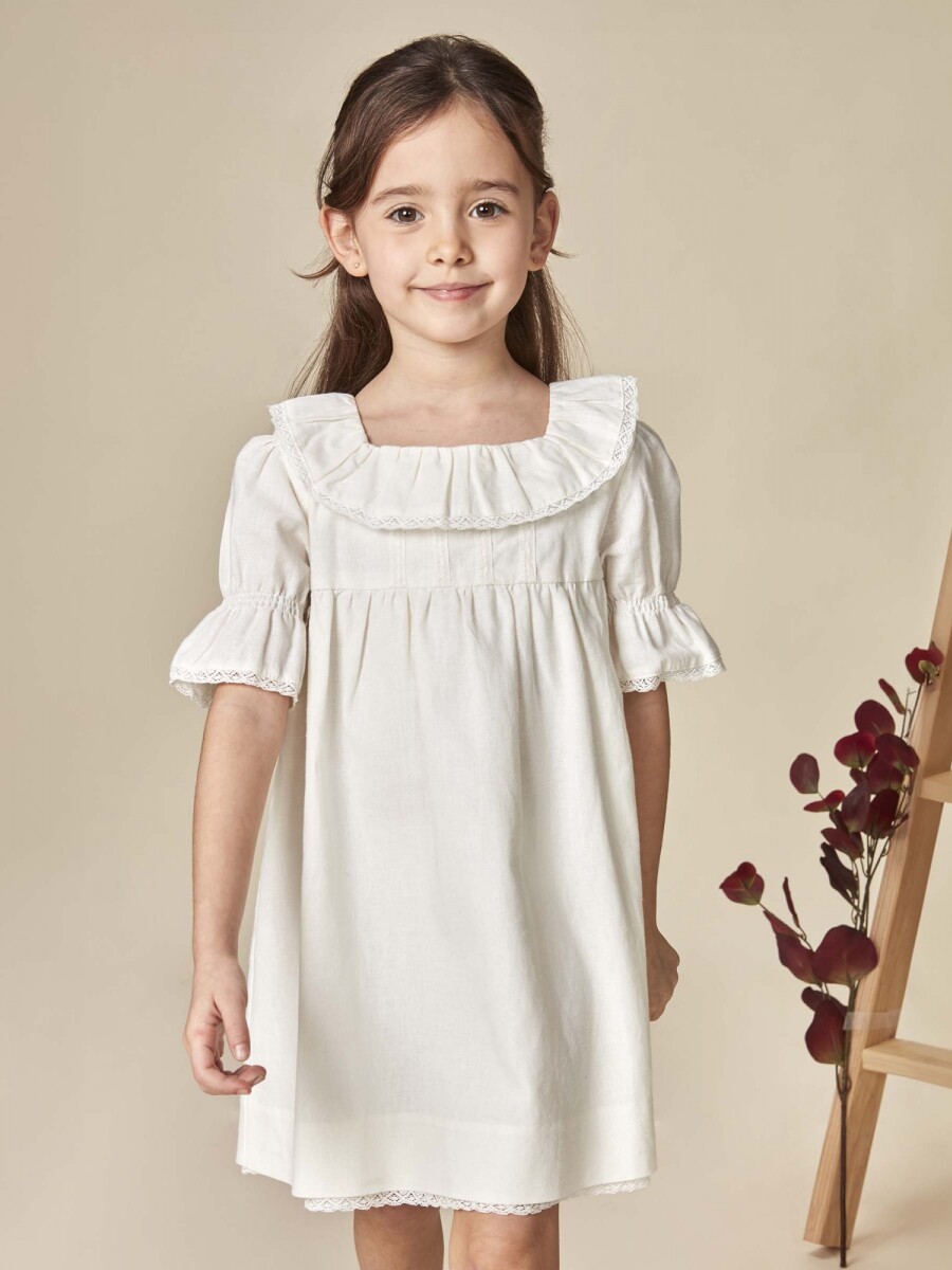 Vestido Con Delantal Piedra