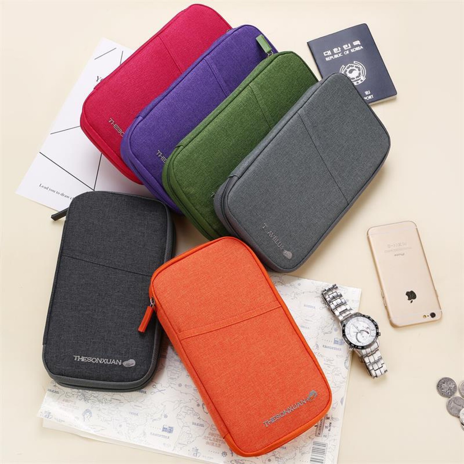 Portadocumentos Iphone Porta documentos para pasaporte viaje - naranja — Buho Store