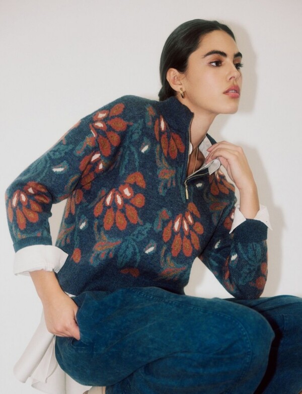 Buzo Zip Cuello Alto AZUL/MULTI