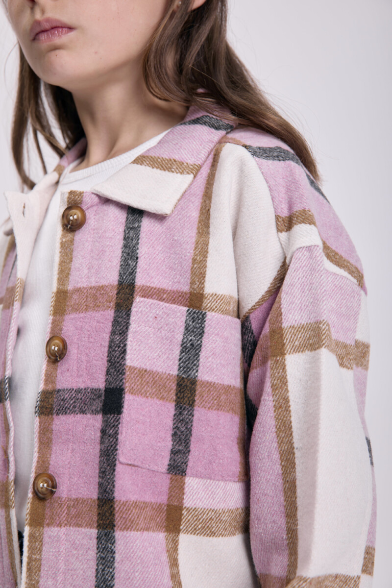 Sobrecamisa estampa cuadros Rosa