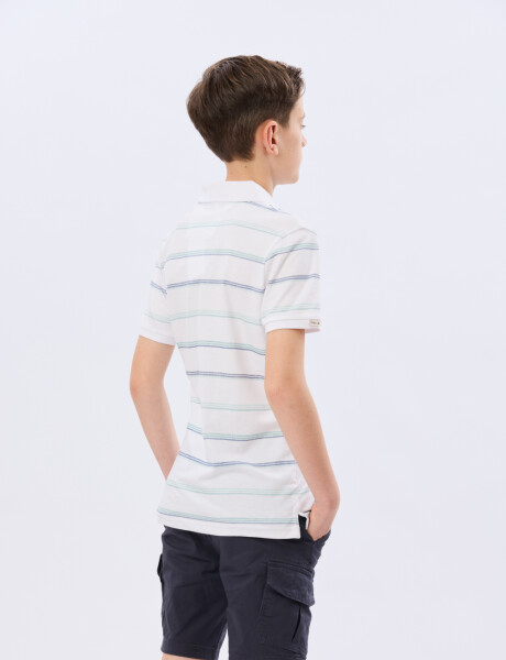 REMERA POLO RAYADA DE ALGODÓN Blanco