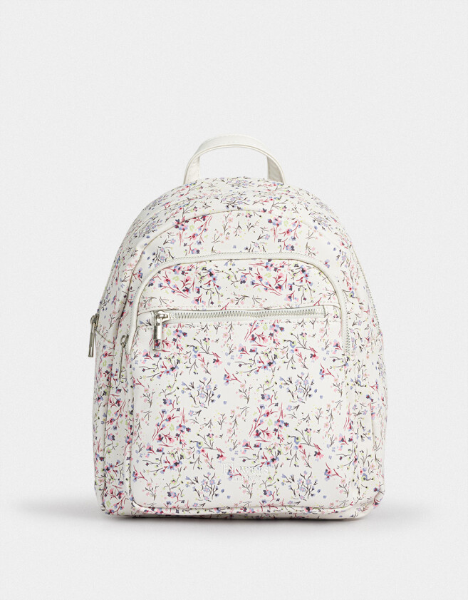 Mochilas Urbanas Mochila De Cuerina Con Charm - Estampado Flores