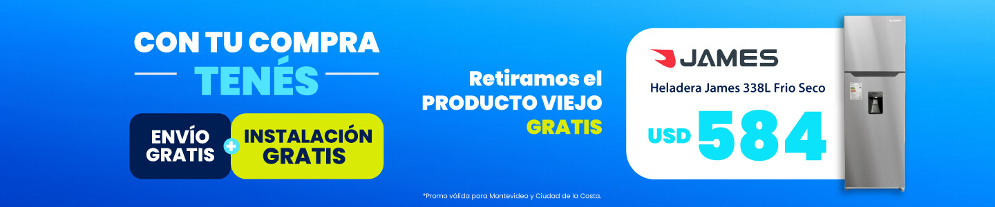Heladera James 338L No Frost Inverter Inox con Dispensador RJ 401