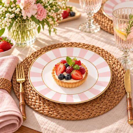 Juego de 6 Platos de Postre de Ceramica Alleanza 21cm Stripe Rosa Juego de 6 Platos de Postre de Ceramica Alleanza 21cm Stripe Rosa