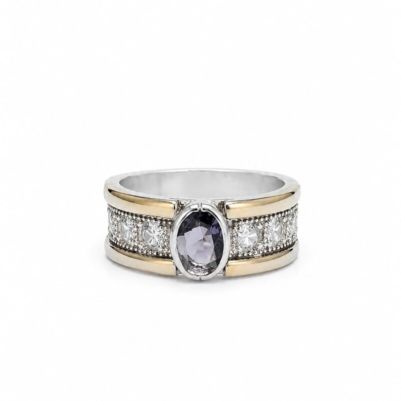 Anillo plata y oro con zirconia Anillo plata y oro con zirconia