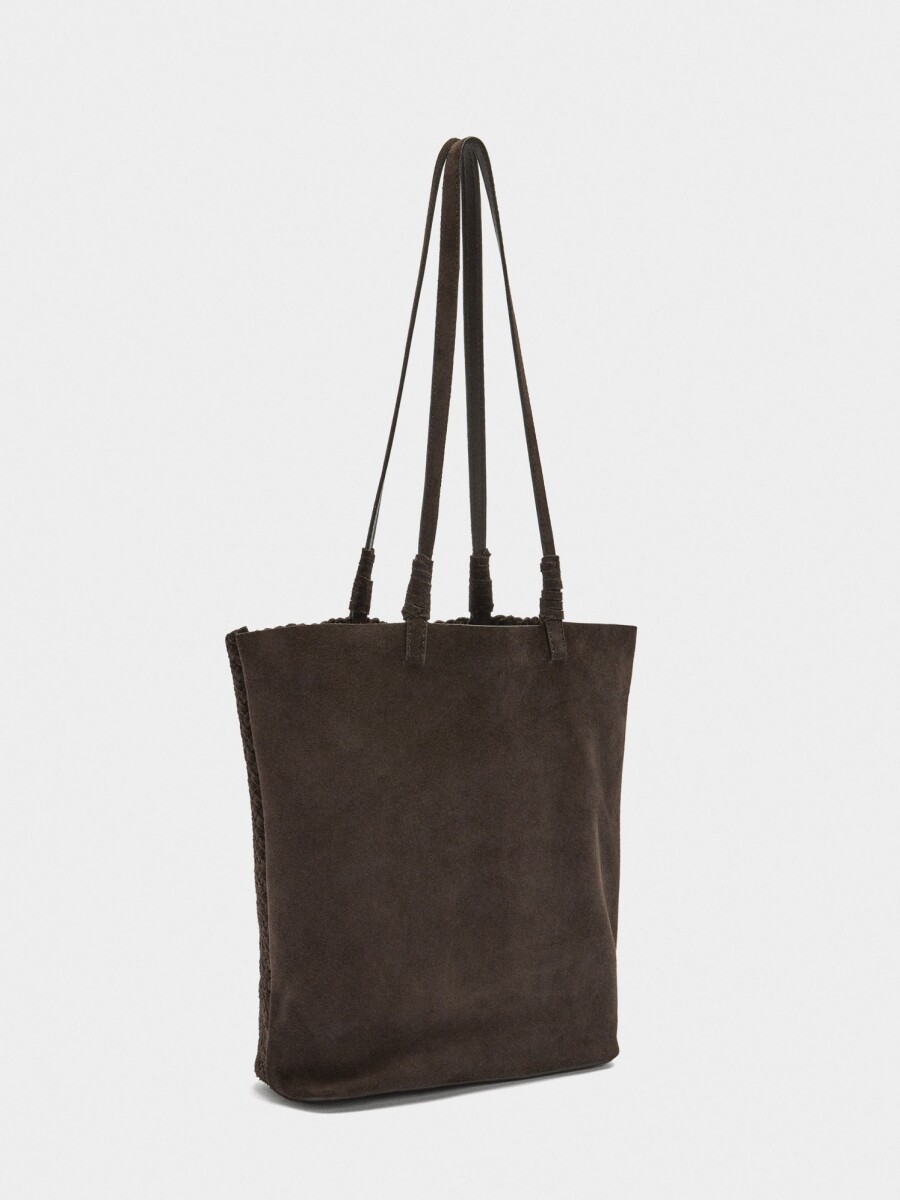 Bolso Shopper De Piel Trenzada marron