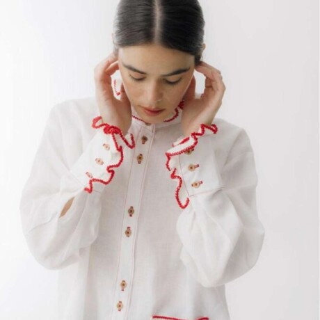 Camisa Ota Linen Crochet Blanco
