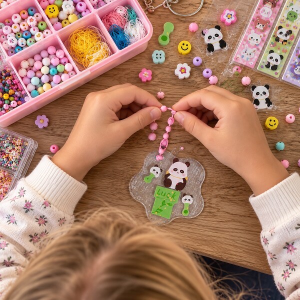 Set para hacer Llaveros Stickers Valija con 1200 Piezas Para Niñas Niños Infantil IMBACK Rosa Set para hacer Llaveros Stickers Valija con 1200 Piezas Para Niñas Niños Infantil IMBACK Rosa