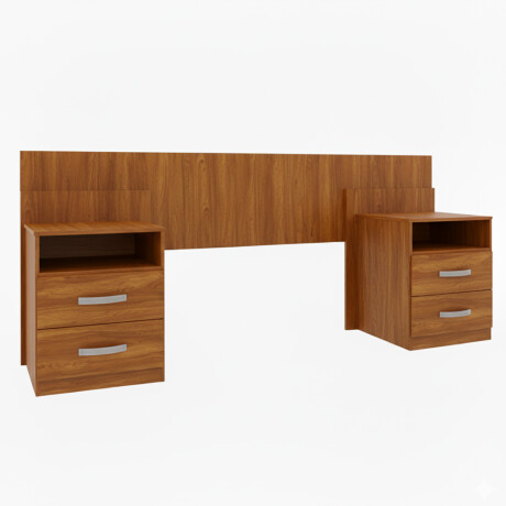 RESPALDO CABECERA CON 2 MESAS DE LUZ DE 2 CAJONES MARRÓN