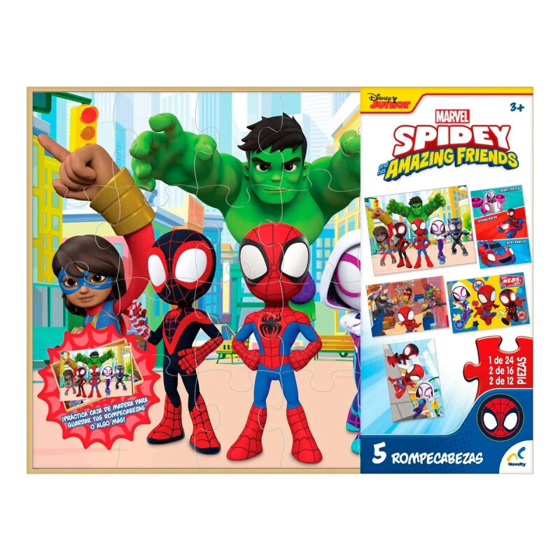 Rompecabezas 5 En 1 Para Niños Spidey De Madera Rompecabezas 5 En 1 Para Niños Spidey De Madera