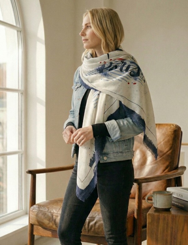 Pashmina Paris AZUL/BLANCO