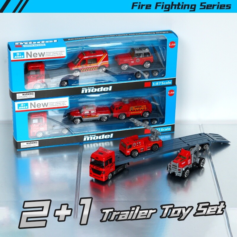 Autitos De Aleación De Juguete X 2 + 1 Trailer - Bomberos Autitos De Aleación De Juguete X 2 + 1 Trailer - Bomberos