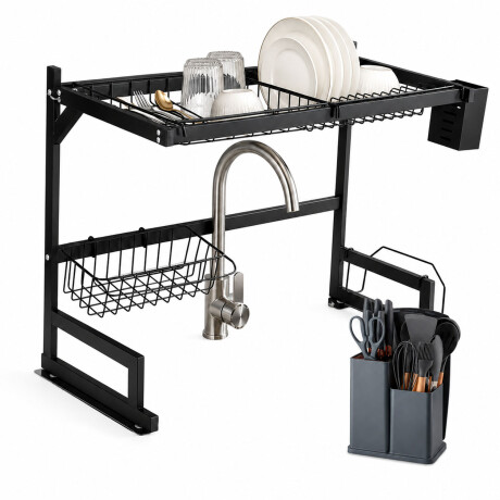 Set Utensilios Cocina 19Pz + Escurridor Ac.Inox Sobre Mesada Gris