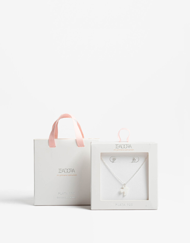 Bijouterie Set Exclusive Edition Set Aros Pasantes Y Cadena Plata 925 - Plateado Rodio