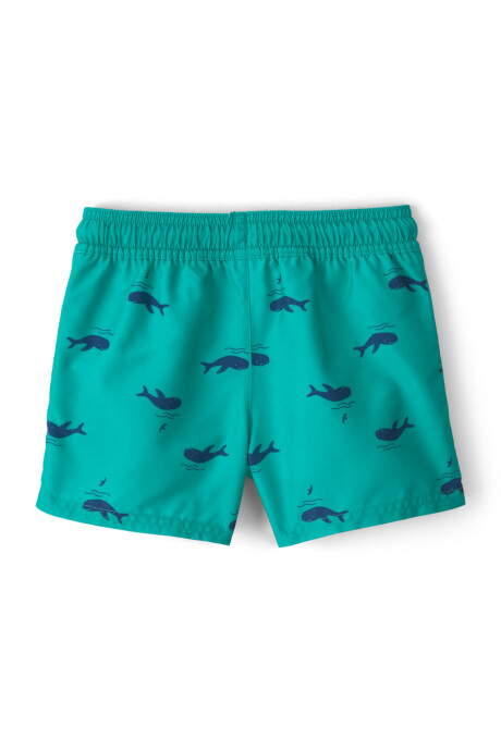 Short de baño con protección UPF 50+, verde, diseño ballenas Short de baño con protección UPF 50+, verde, diseño ballenas