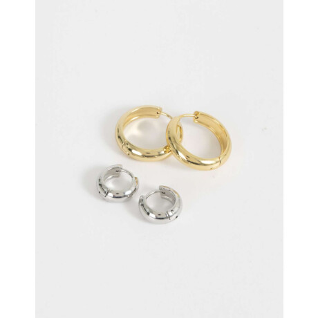 Set De Argollas Biplating Combinación Bicolor