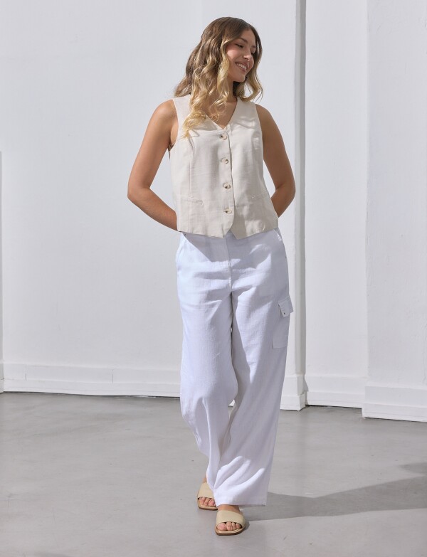 Pantalon Lino Bls Cargo BLANCO
