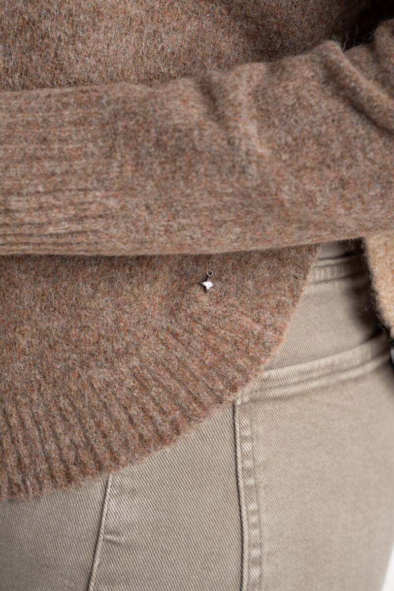 Sweater Intarsia Color Block Marrón