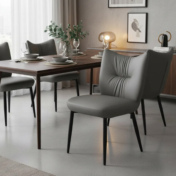 Silla De Comedor Ecocuero Super Acolchonada Gris