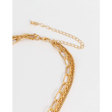 Collares Cortos Multi Cadenas Dorado