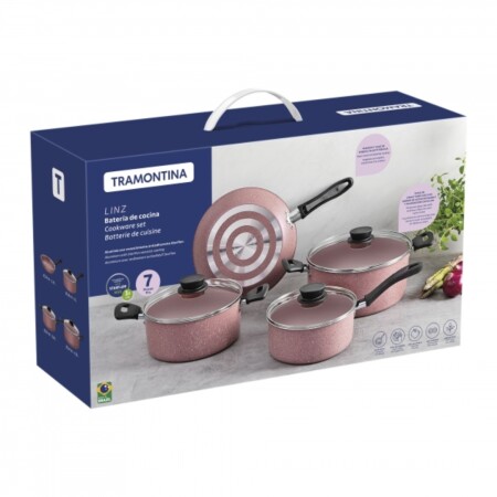 BATERIA DE COCINA TRAMONTINA 4 PIEZAS ROSA