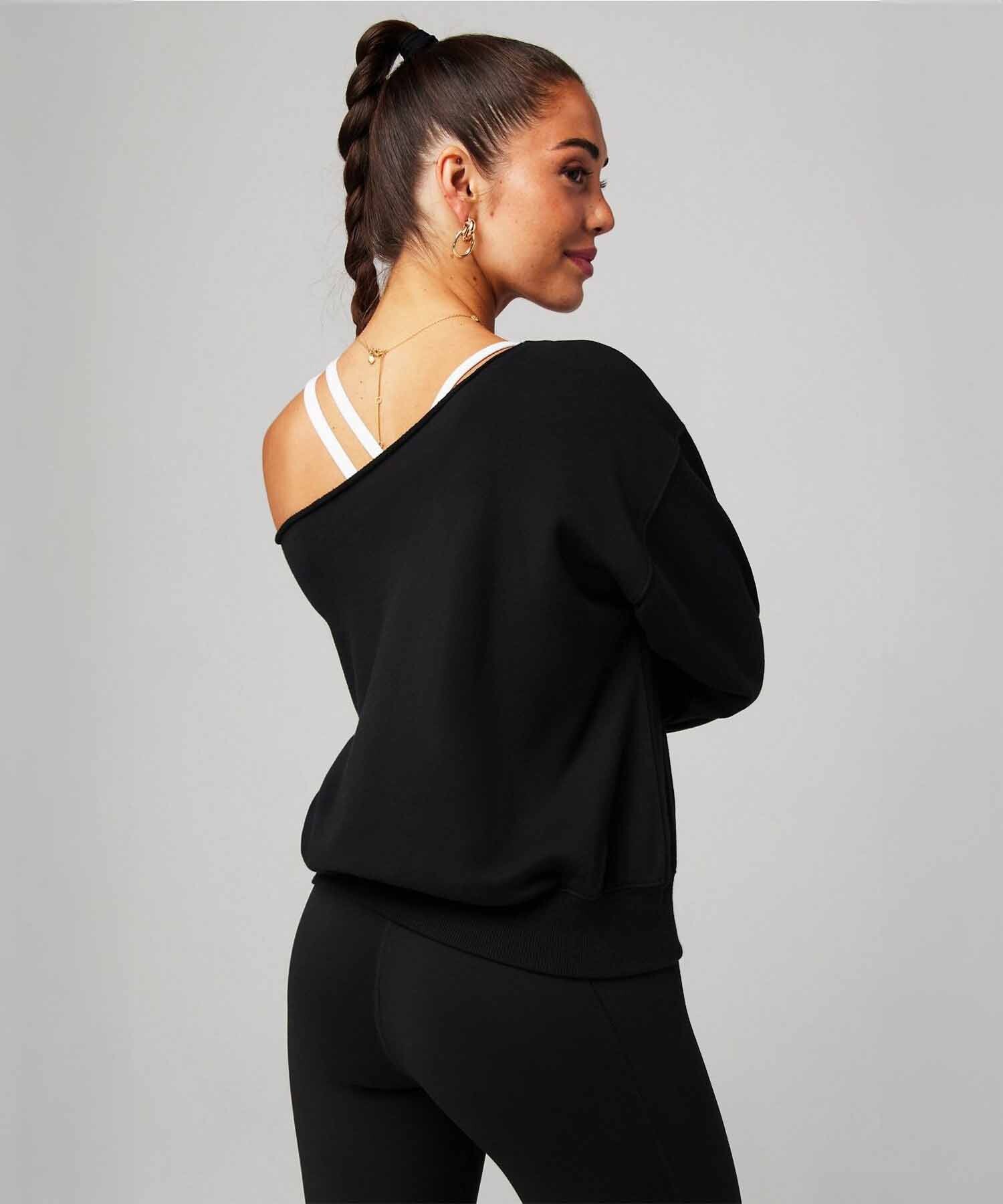Polera Year Round Terry Off Shoulder Sweatshirt Mujer Black
