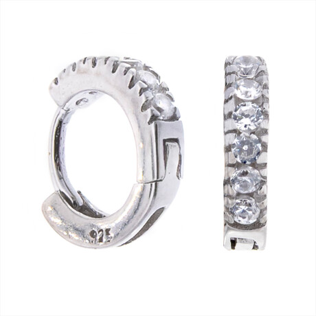 Par de aros de plata 925 rodinada con circonias. Par de aros de plata 925 rodinada con circonias.