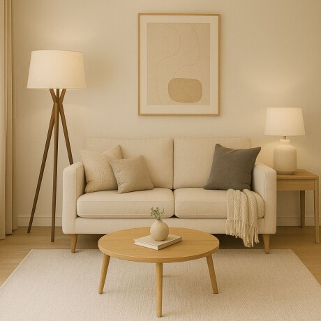 Luminaria de pie pantalla natural y madera E27 147cm Luminaria de pie pantalla natural y madera E27 147cm